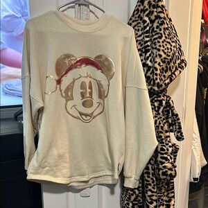 Disney Cream Sweatshirt with Gold Mickey Mouse